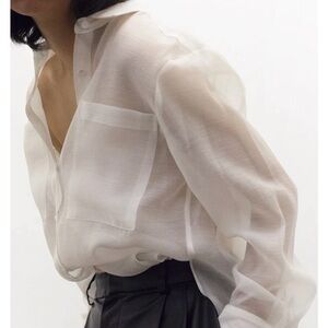 Women's White Sheer Button-Up Shirt